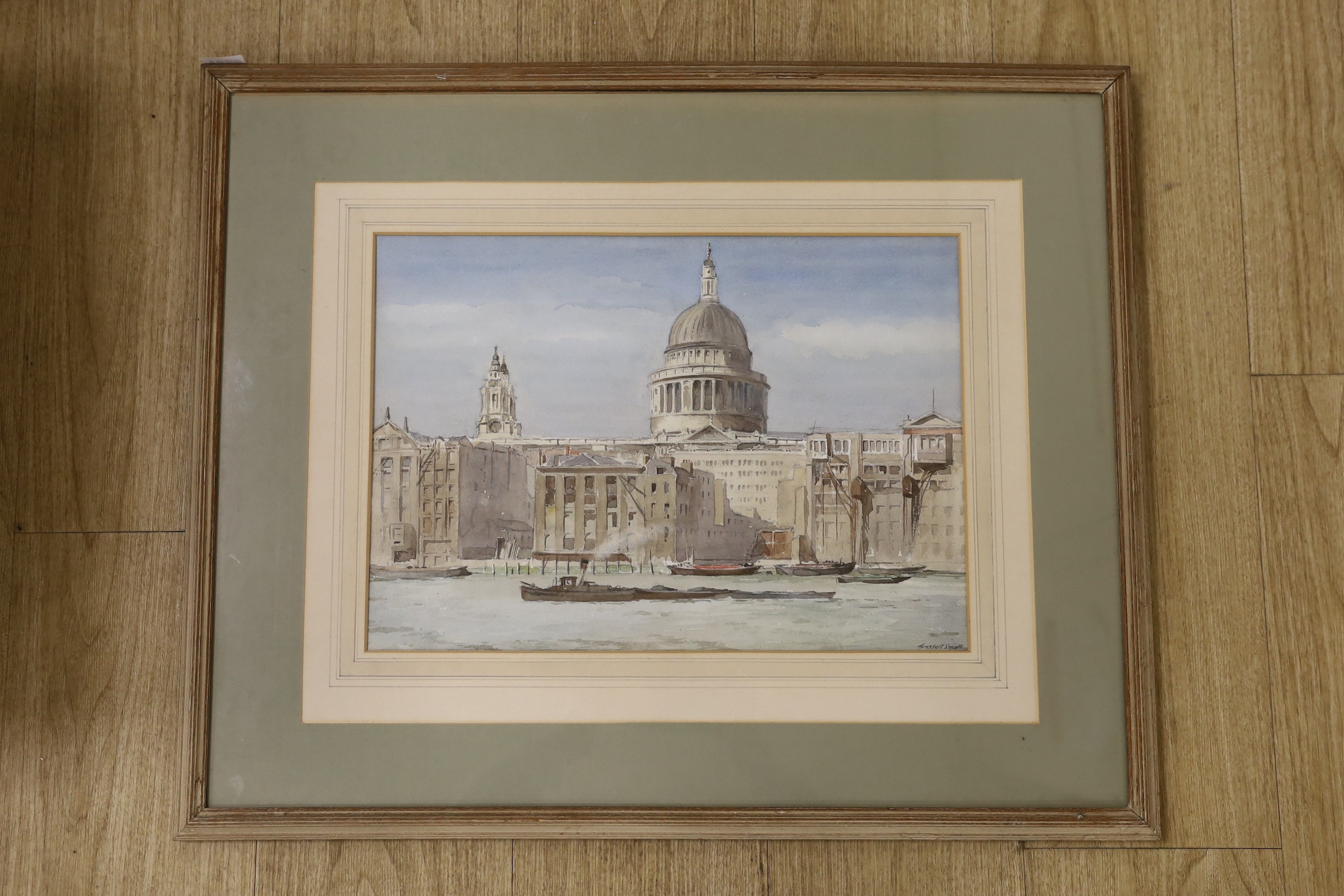 L. Geikie, early 20th century, watercolour, village view from a hilltop, signed and dated 1923, 23 x 32cm, together with two botanical studies, and a watercolour sketch of St. Paul’s, singed Tunstall Small, largest 30 x